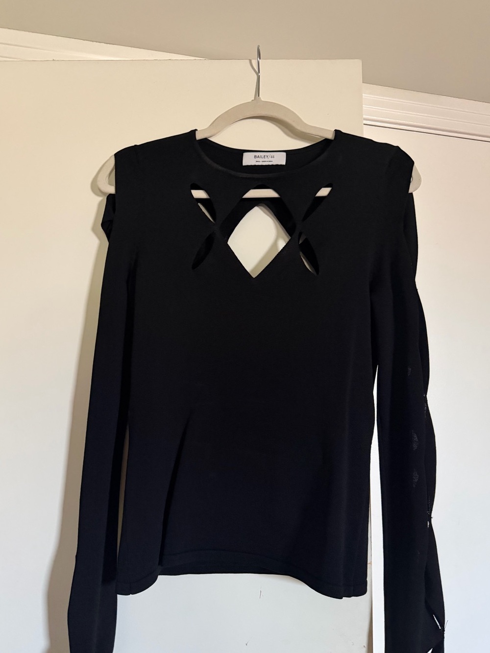 Bailey 44 Black Long-Sleeve Cutout Top